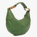Gucci Green Pebbled Leather Bamboo Ring Hobo Bag