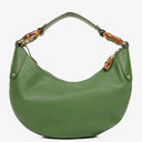 Gucci Green Pebbled Leather Bamboo Ring Hobo Bag