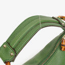 Gucci Green Pebbled Leather Bamboo Ring Hobo Bag