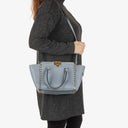 Valentino Garavani Rockstud Small Blue Calfskin Double Handle Tote Bag