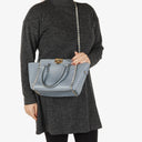Valentino Garavani Rockstud Small Blue Calfskin Double Handle Tote Bag