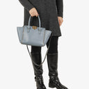 Valentino Garavani Rockstud Small Blue Calfskin Double Handle Tote Bag