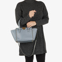 Valentino Garavani Rockstud Small Blue Calfskin Double Handle Tote Bag