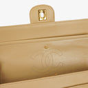 Chanel Medium Classic Vintage Double Flap Bag Beige Quilted Lambskin 24K Gold-Plated Hardware