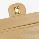 Chanel Medium Classic Vintage Double Flap Bag Beige Quilted Lambskin 24K Gold-Plated Hardware