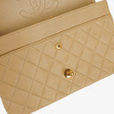 Chanel Medium Classic Vintage Double Flap Bag Beige Quilted Lambskin 24K Gold-Plated Hardware