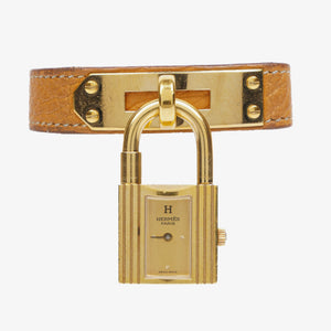Hermes Kelly Beige Leather Gold Plated Watch