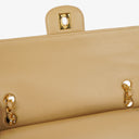 Chanel Medium Classic Vintage Double Flap Bag Beige Quilted Lambskin 24K Gold-Plated Hardware