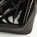 Chanel Single Flap-väska Svart Quiltad Lackläder med 24K Guldpläterade Metallbeslag