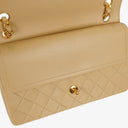 Chanel Medium Classic Vintage Double Flap Bag Beige Quilted Lambskin 24K Gold-Plated Hardware