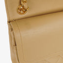 Chanel Medium Classic Vintage Double Flap Bag Beige Quilted Lambskin 24K Gold-Plated Hardware