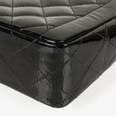 Chanel Single Flap-väska Svart Quiltad Lackläder med 24K Guldpläterade Metallbeslag