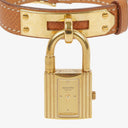 Hermes Kelly Brown Courchevel Leather Gold Plated Watch