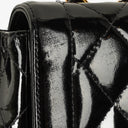 Chanel Single Flap-väska Svart Quiltad Lackläder med 24K Guldpläterade Metallbeslag