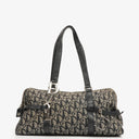 Christian Dior Black Leather Trotter Monogram Canvas Charms Shoulder Bag