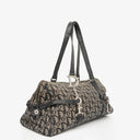Christian Dior Black Leather Trotter Monogram Canvas Charms Shoulder Bag
