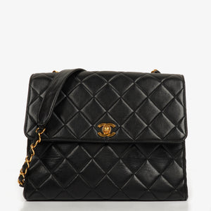 Chanel Single Flap Bag Black Quilted Lambskin With 24K Gold-Plated Hardware