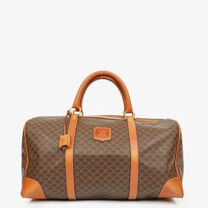 Celine Vintage Macadam Triomphe Brown Travel Bag