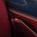 Hermès Kelly 32 Sellier Rouge H, Bleu Marine and Vert Fonce Box Calf Tricolor With Gold Hardware