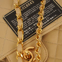 Chanel Medium Classic Vintage Double Flap Bag Beige Quilted Lambskin 24K Gold-Plated Hardware