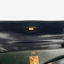 Hermès Kelly 32 Sellier Rouge H, Bleu Marine and Vert Fonce Box Calf Tricolor With Gold Hardware