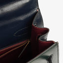 Hermès Kelly 32 Sellier Rouge H, Bleu Marine and Vert Fonce Box Calf Tricolor With Gold Hardware