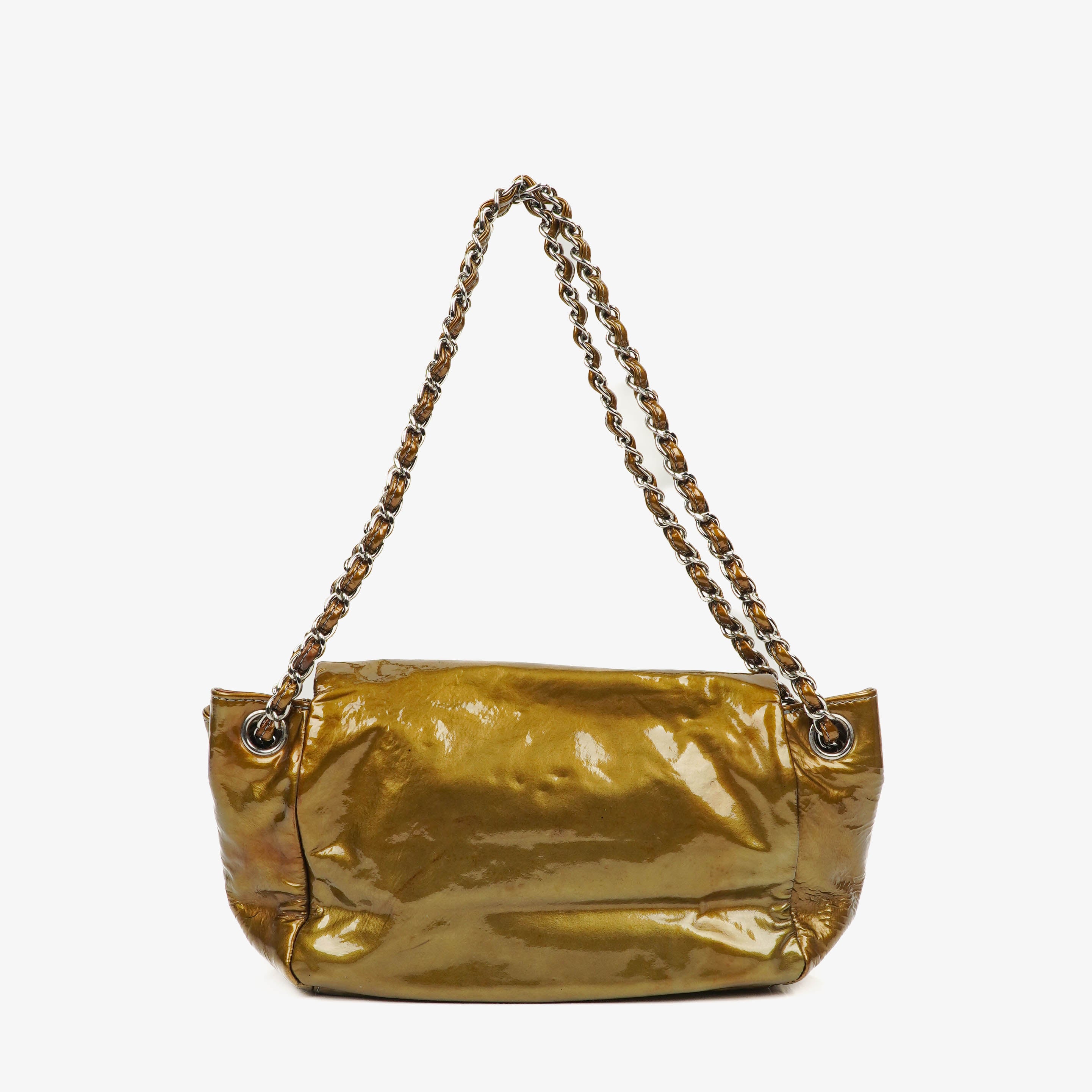 Chanel Akkordeon Lackleder CC Flap Tasche