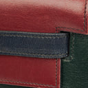 Hermès Kelly 32 Sellier Rouge H, Bleu Marine and Vert Fonce Box Calf Tricolor With Gold Hardware