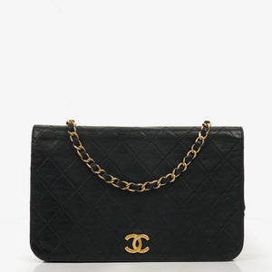 Chanel Classic Full Flap Bag Black Quilted Leather 24K Gold-Plated Hardware
