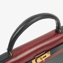 Hermès Kelly 32 Sellier Rouge H, Bleu Marine and Vert Fonce Box Calf Tricolor With Gold Hardware