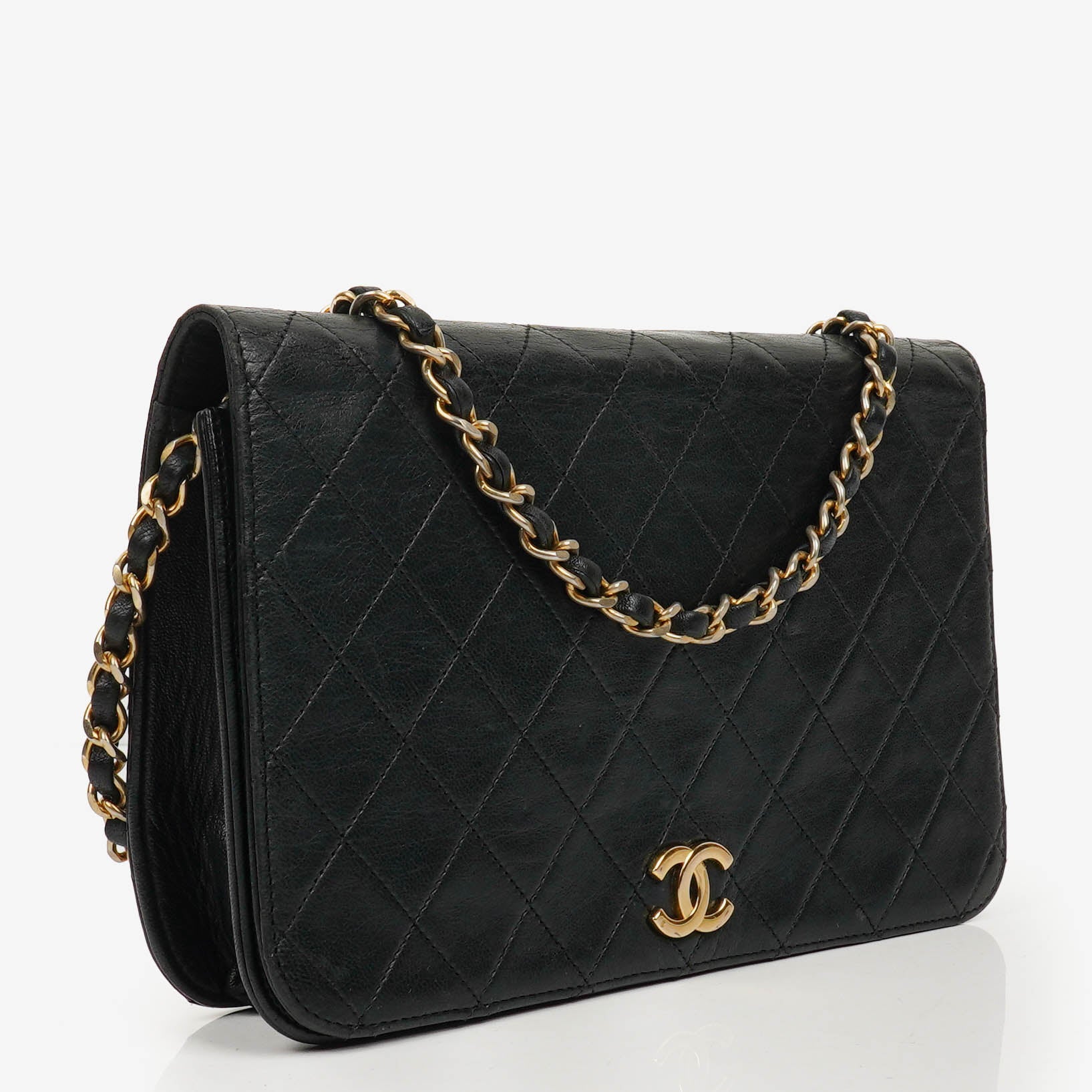 Chanel Classic Full Flap Bag Black Quilted Leather 24K Gold-Plated Hardware
