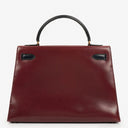 Hermès Kelly 32 Sellier Rouge H, Bleu Marine and Vert Fonce Box Calf Tricolor With Gold Hardware
