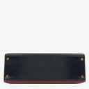 Hermès Kelly 32 Sellier Rouge H, Bleu Marine and Vert Fonce Box Calf Tricolor With Gold Hardware