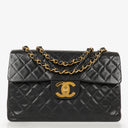 Chanel Maxi CC Classic Single Flap Maxi Logo Bag Black Quilted Lambskin 24K Gold-Plated Hardware