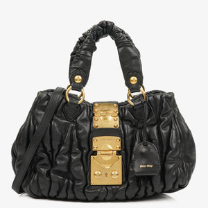 Miu Miu Matelasse Black Leather Shoulder Bag