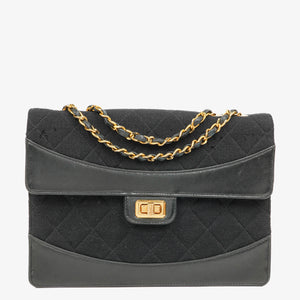 Chanel Classic Jersey And Leather Black Single Flap Bag, 1989-1991