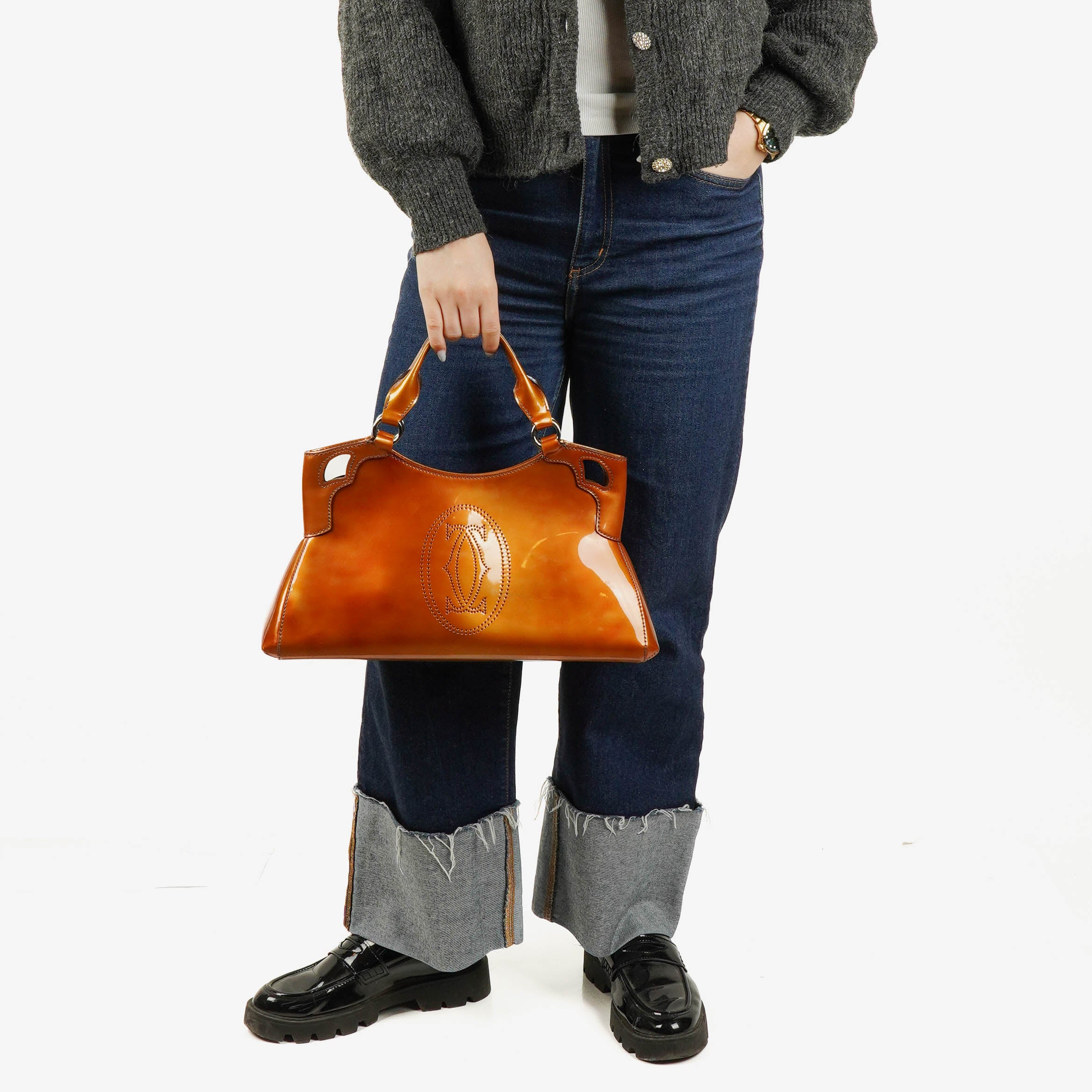Cartier Marcello de Cartier Patent Leather Handle Bag&nbsp;