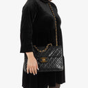 Chanel Maxi CC Classic Single Flap Maxi Logo Bag Black Quilted Lambskin 24K Gold-Plated Hardware