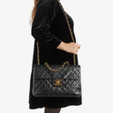 Chanel Maxi CC Classic Single Flap Maxi Logo Bag Black Quilted Lambskin 24K Gold-Plated Hardware