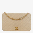 Chanel Classic Full Flap Bag Beige Quilted Lambskin 24K Gold-Plated Hardware