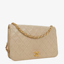Chanel Classic Full Flap Bag Beige Quilted Lambskin 24K Gold-Plated Hardware