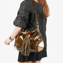 Gucci Brown Patent Leather Indy Top Handle Bag
