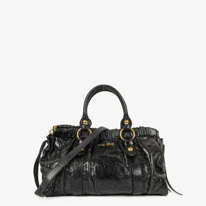 Miu Miu Vitello Black Satchel Bag