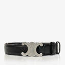 Celine Triomphe Black Leather 24 mm Belt 85