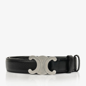 Celine Triomphe Black Leather 24 mm Belt 85