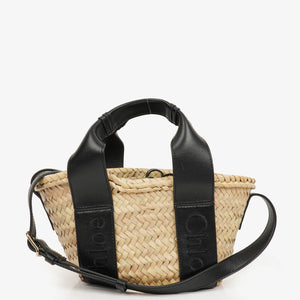 Chloe Black/Neutral Raffia Small Sense Basket Bag