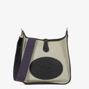 Sac Hermes Evelyne I 32 Clemence bleu indigo en toile et cuir