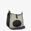 Sac Hermes Evelyne I 32 Clemence bleu indigo en toile et cuir
