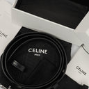 Celine Triomphe Black Leather 24 mm Belt 85
