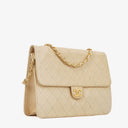 Chanel Medium Classic Single Flap Bag Beige Quilted Lambskin